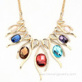 Fashion Gold Women Opal Rhinestone Statement Necklace